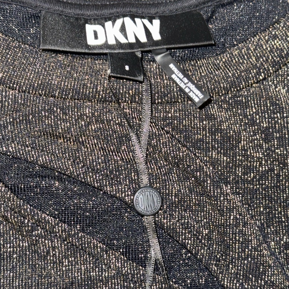 DKNY Metallic Shimmer Cutout Long Sleeve Top NWT Size Small - Picture 7 of 8